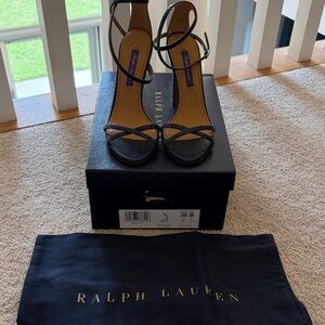 Ralph Lauren Collection Navy Strappy Heels
